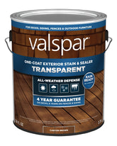 Valspar VL1028078-16 Stain and Sealer, Transparent, Canyon Brown, Liquid, 1 gal